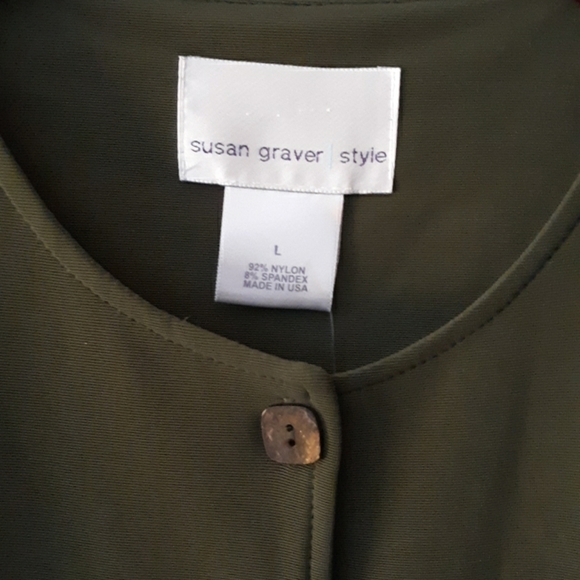 Susan Graver long olive green duster - Picture 2 of 4